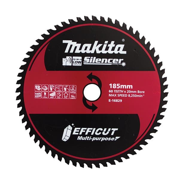 MAKITA 185mm 60T TCT Circular Saw Blade for Multi-Purpose Cutting - Multimaterial E-16829