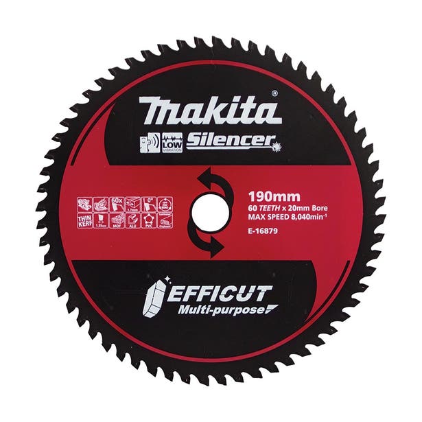 MAKITA 190mm 60T TCT Circular Saw Blade for Multi-Purpose Cutting - Multimaterial E-16879