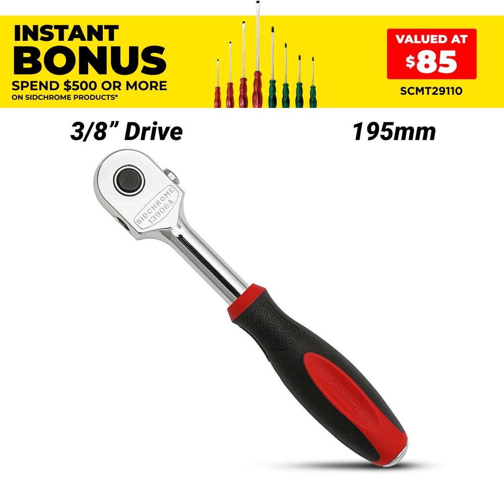 Sidchrome SCMT13906 195mm 3/8" Drive Metric Reversible Ratchet