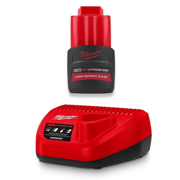 MILWAUKEE 12V REDLITHIUM HIGH OUTPUT 1 x 2.5Ah Starter Pack M12HOSP201B