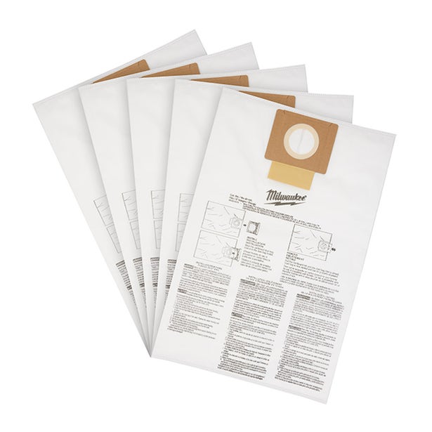 MILWAUKEE 18V FUEL 23L Wet/Dry Vacuum Fleece Bags - 5 Pack 49901979