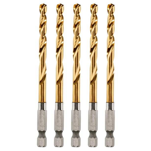 MILWAUKEE 4.8mm Red Helix Titanium Drill Bit - SHOCKWAVE - 5 Piece 48894911