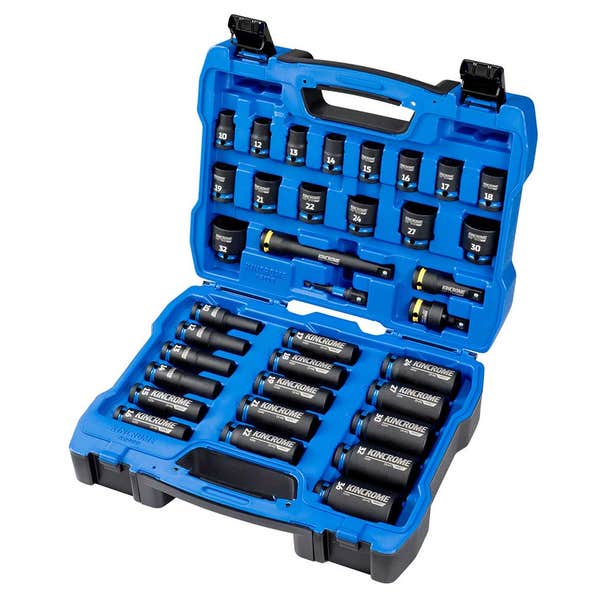 KINCROME 1/2" Drive Metric Standard/Deep Impact Socket Set - 35 Piece K2100