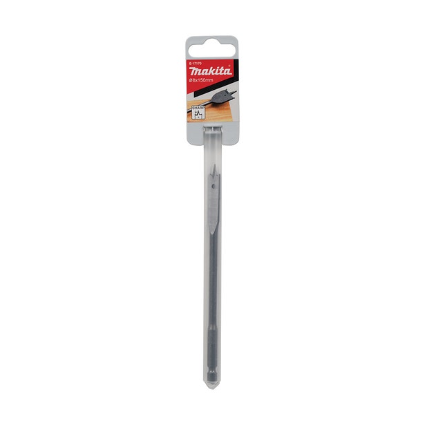 MAKITA 8 X 150mm Flat Wood Spade Bit - 1/4 Hex E-17170