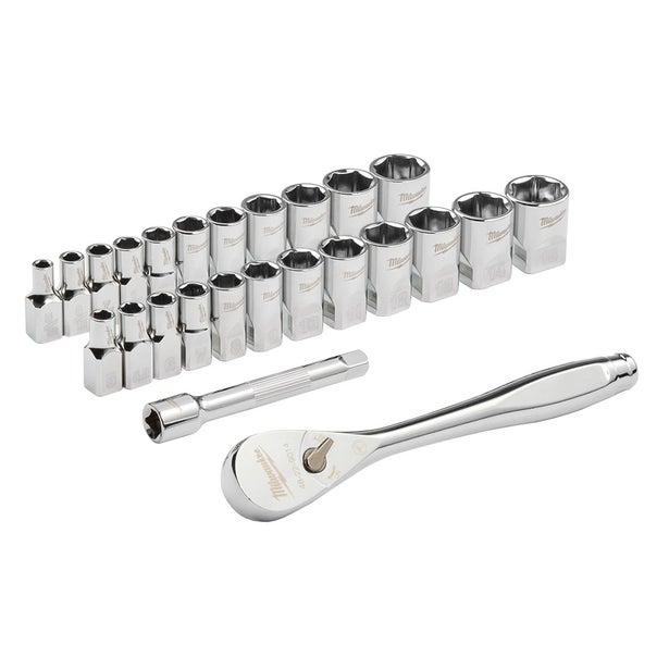 MILWAUKEE 1/4" Drive SAE/Metric Socket Set - 25 Piece 48229044