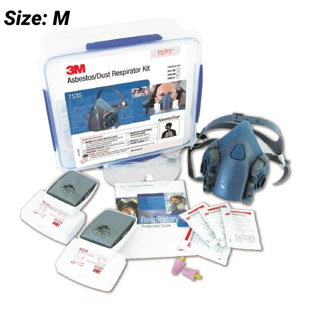 3M 7535 (AT010601600) P2/P3 Asbestos & Dust Respirator Kit with Half Face Respirator Mask (Medium)