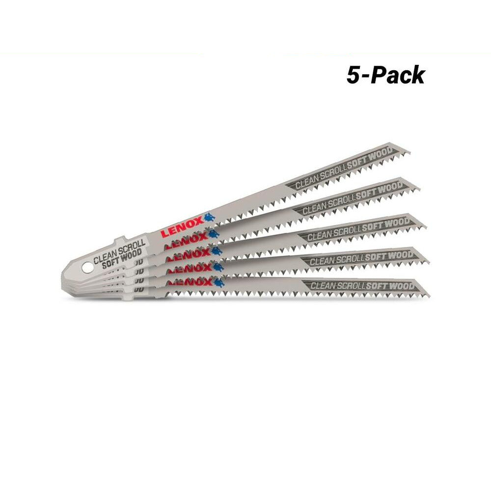 Lenox 1991402 5-Pack 88.9mm x 5.6mm x 1.5mm 20TPI Clean Cutting Jig Saw Blade