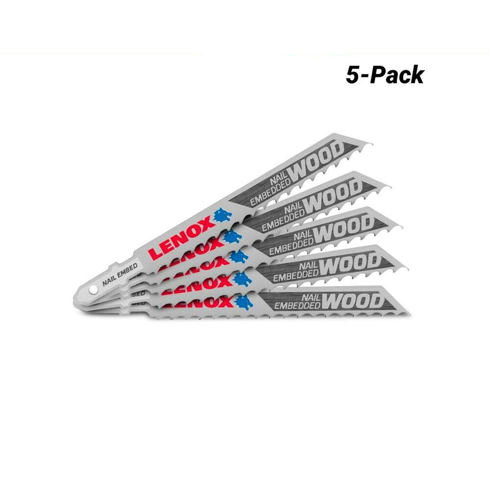 Lenox 1991407 5-Pack 101.6 x 9.5 x 1.3mm 6TPI General Purpose Jig Saw Blade