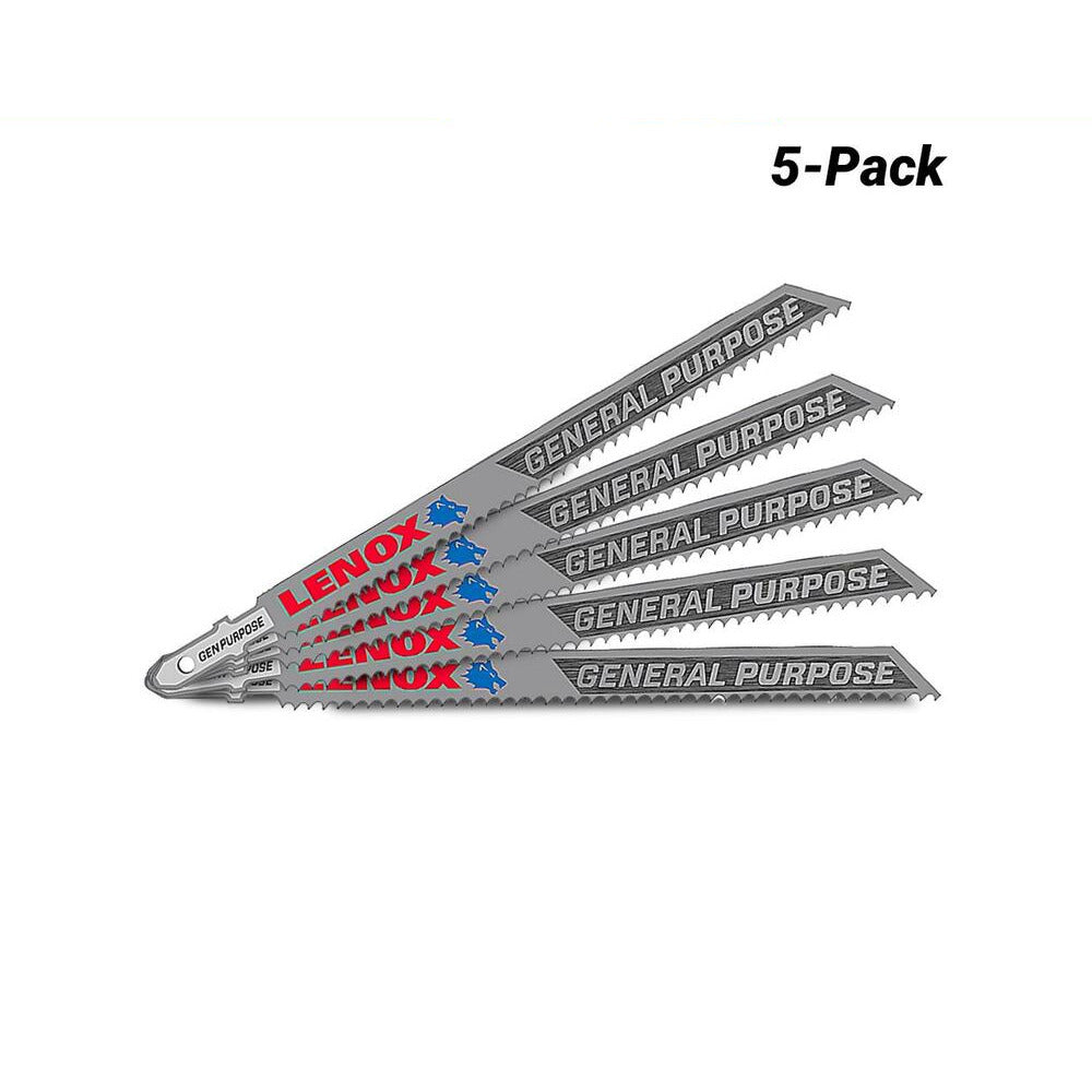 Lenox 1991475 5-Pack 133.4 x 9.5 x 1.3mm 10TPI General Purpose Jig Saw Blade