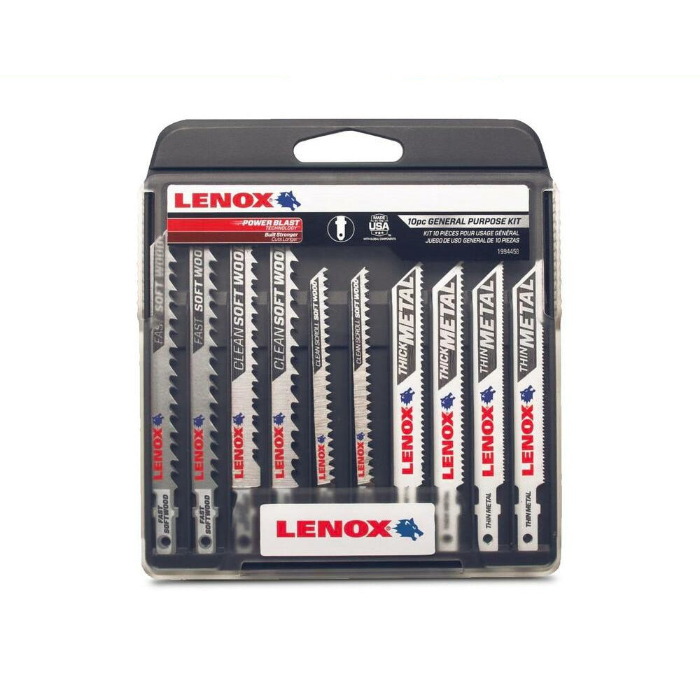 Lenox 1994458 10pce General Purpose Jig Saw T-Shank Kit With Case