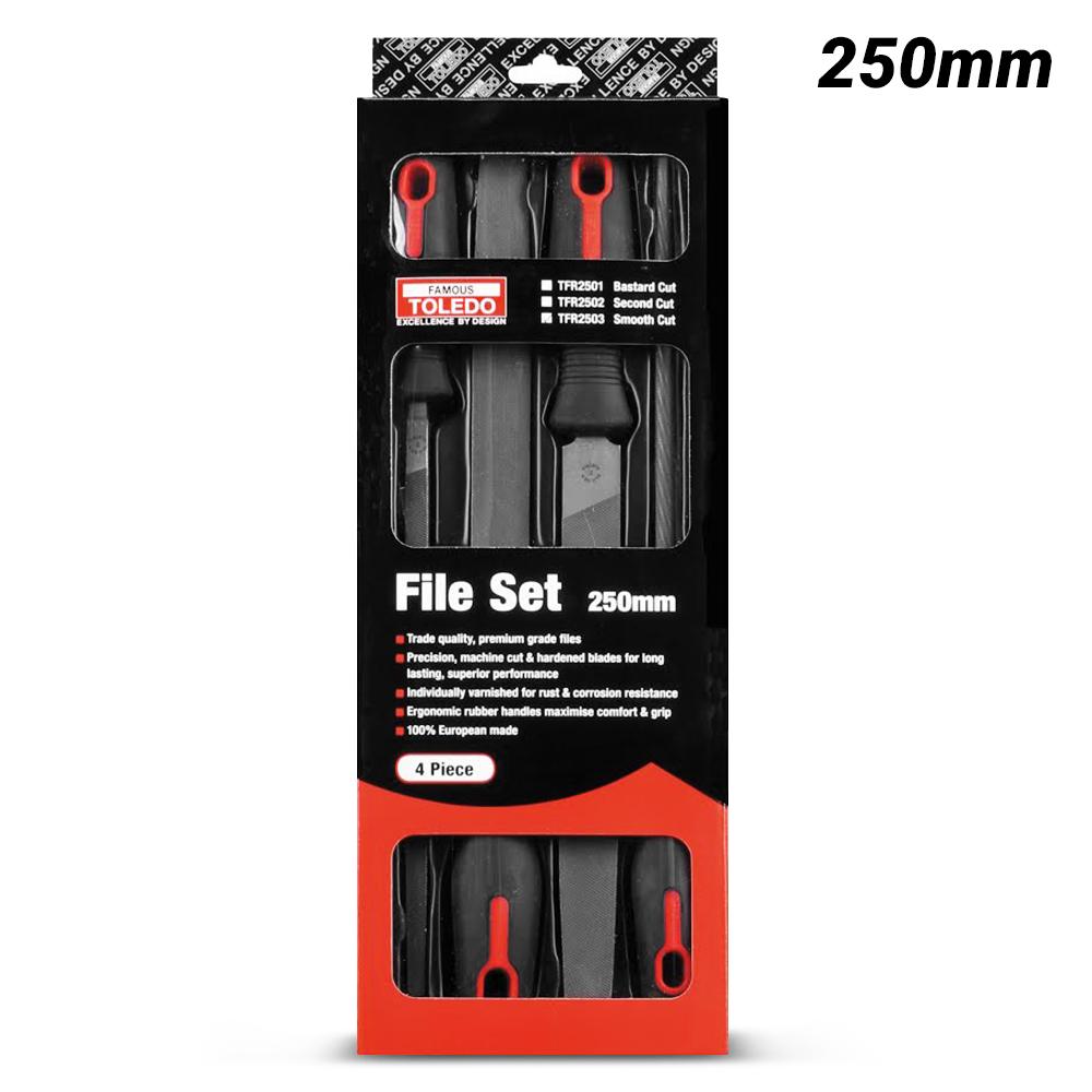 Toledo TFR2503 4pce 250mm Engineers' Smooth Cut File Set