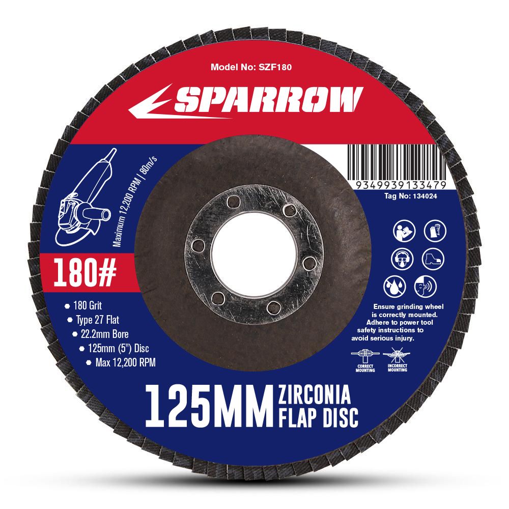 Sparrow SZF180 125mm 180 Grit Zirconia Flap Disc