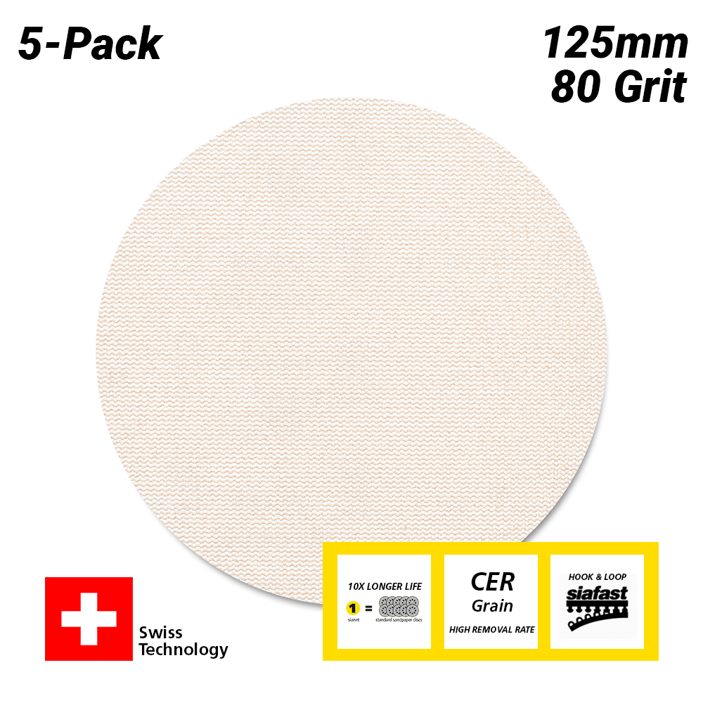 Sia Abrasives F03E02DD2J 5-Pack 125mm P80 Sanding Disc