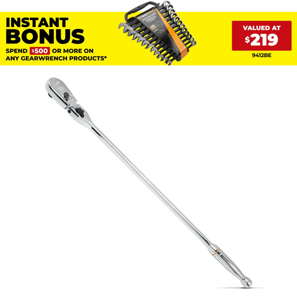 GEARWRENCH 81363T 600mm (24") 90 Tooth Full Polish Flex Locking 1/2" Drive Ratchet