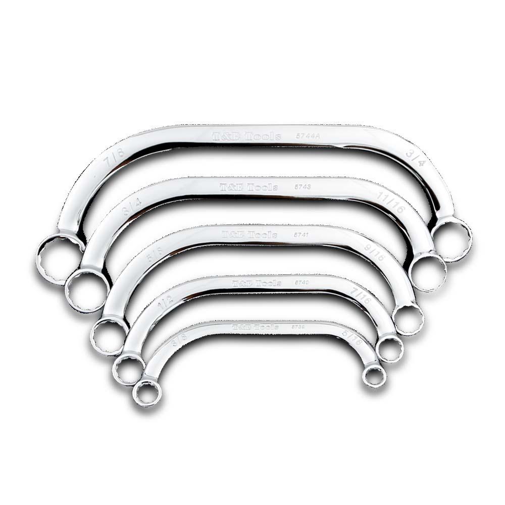 T&E Tools M5600 5pce Half Moon Ring Wrench Set