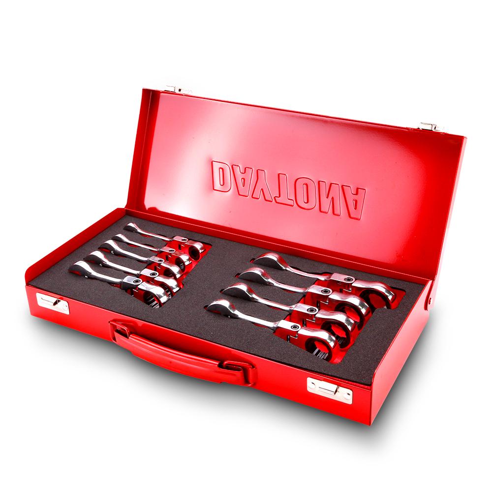 Daytona DISFR9 9pce Premium 72-Tooth Imperial Stubby Flexible Ratchet Combination Spanner Set