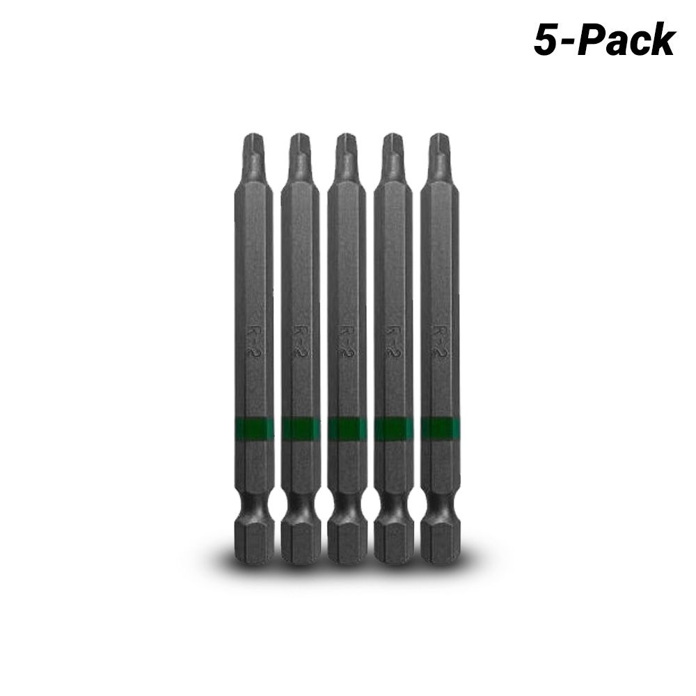 Wattmaster WAT41002 5-Pack 75mm Square Drive No 2 Magnetic Tip Power Bit
