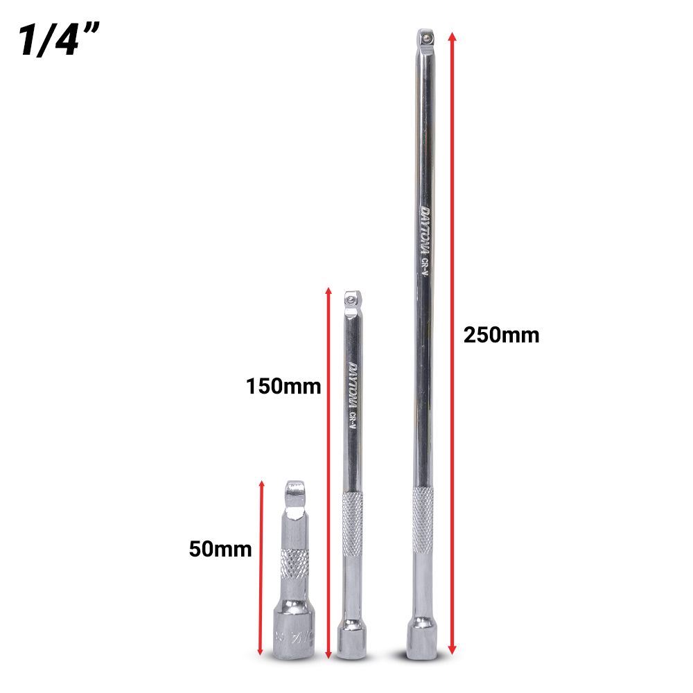 Daytona DWE1403 3pce 1/4" Drive 50-250mm Wobble Extension Bar Set
