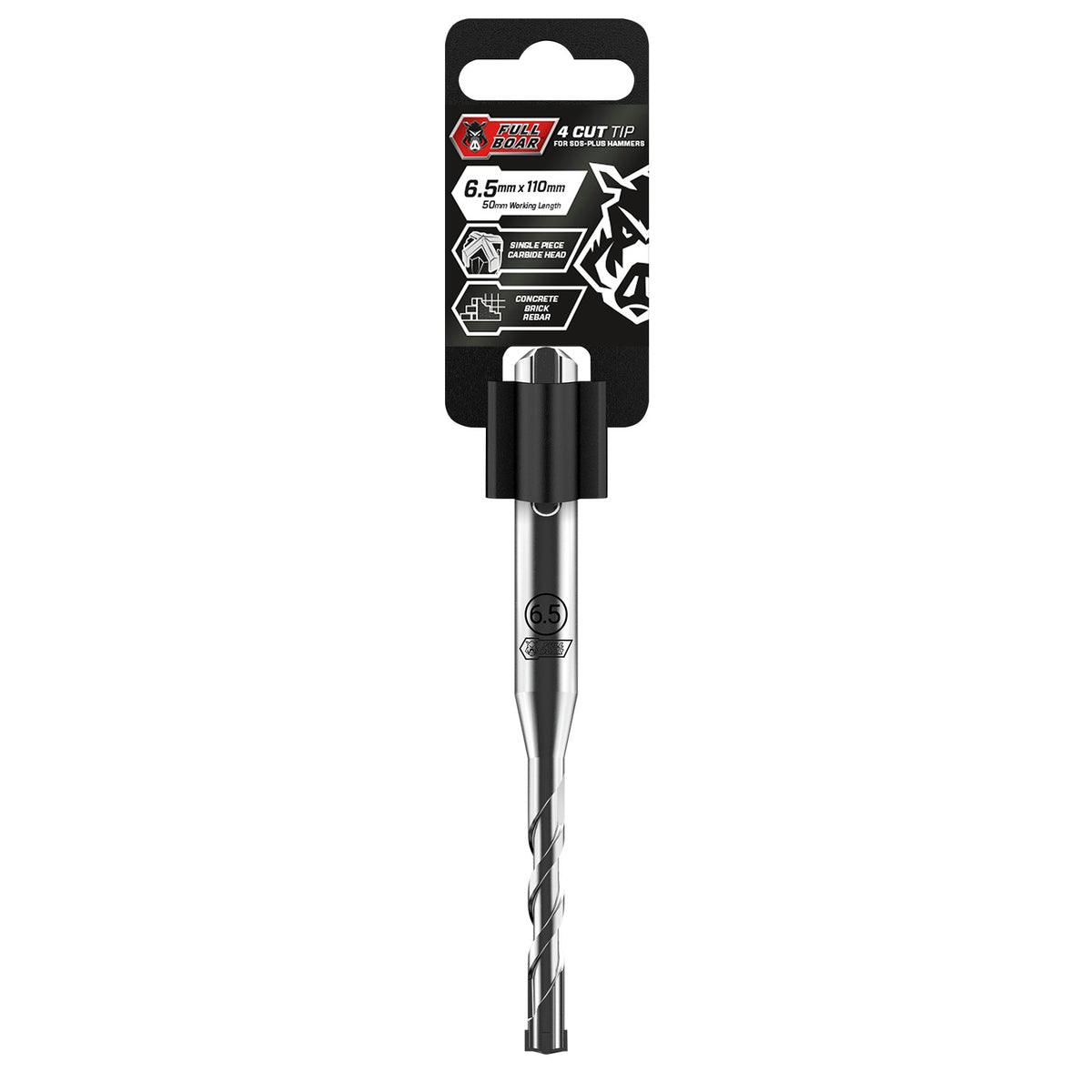 Full Boar 6.5mm x 110mm 4 Cut Tip for SDS-Plus Hammers