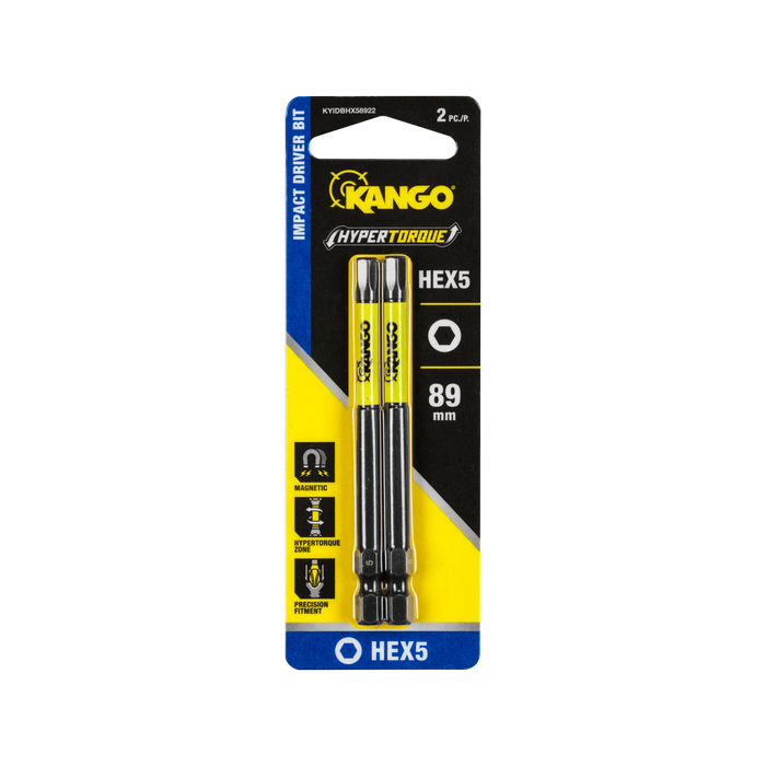 Kango 89mm HEX5 Hypertorque Impact Driver Bit - 2 Pack
