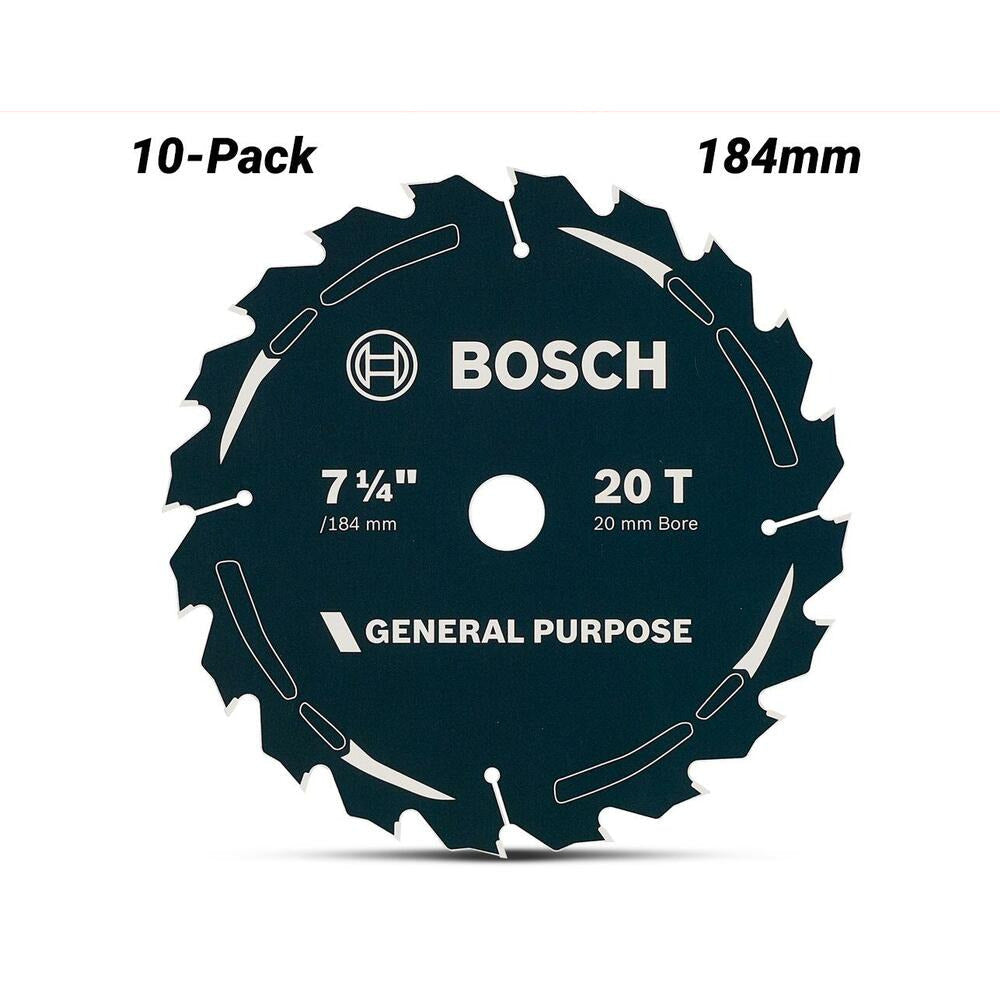 Bosch 2.608.644.585 EXPERT 10-Pack 184mm (7-1/4") 20T General Purpose Circular Saw Blades