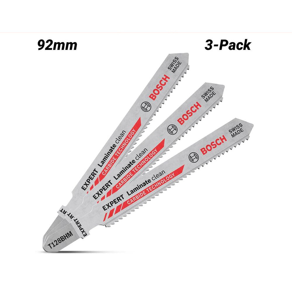 Bosch 2.608.900.542 EXPERT 3-Pack 92mm T128 BHM Laminate Clean Jigsaw Blade