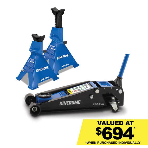 KINCROME 2800kg Jack Trolley and Stand - 3 Piece P12101