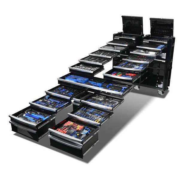 KINCROME 60" 22 Drawer Contour  Workshop Tool Kit Black - 1141 Piece K1966B