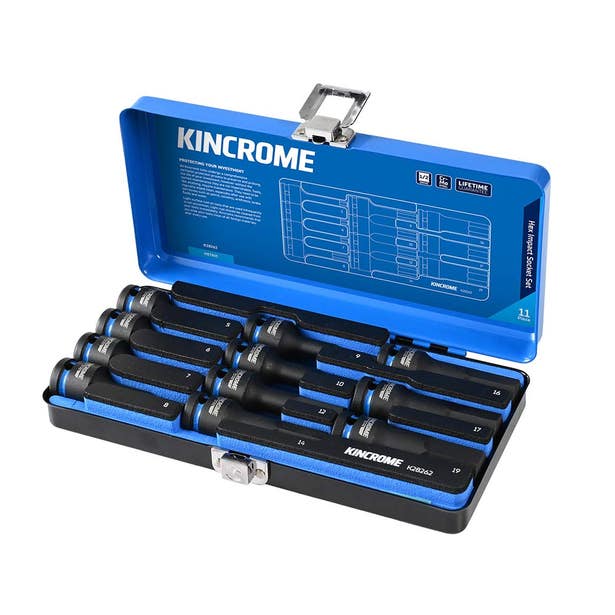 KINCROME 11 Piece 1/2" Drive Hex Metric Impact Socket Set K28262