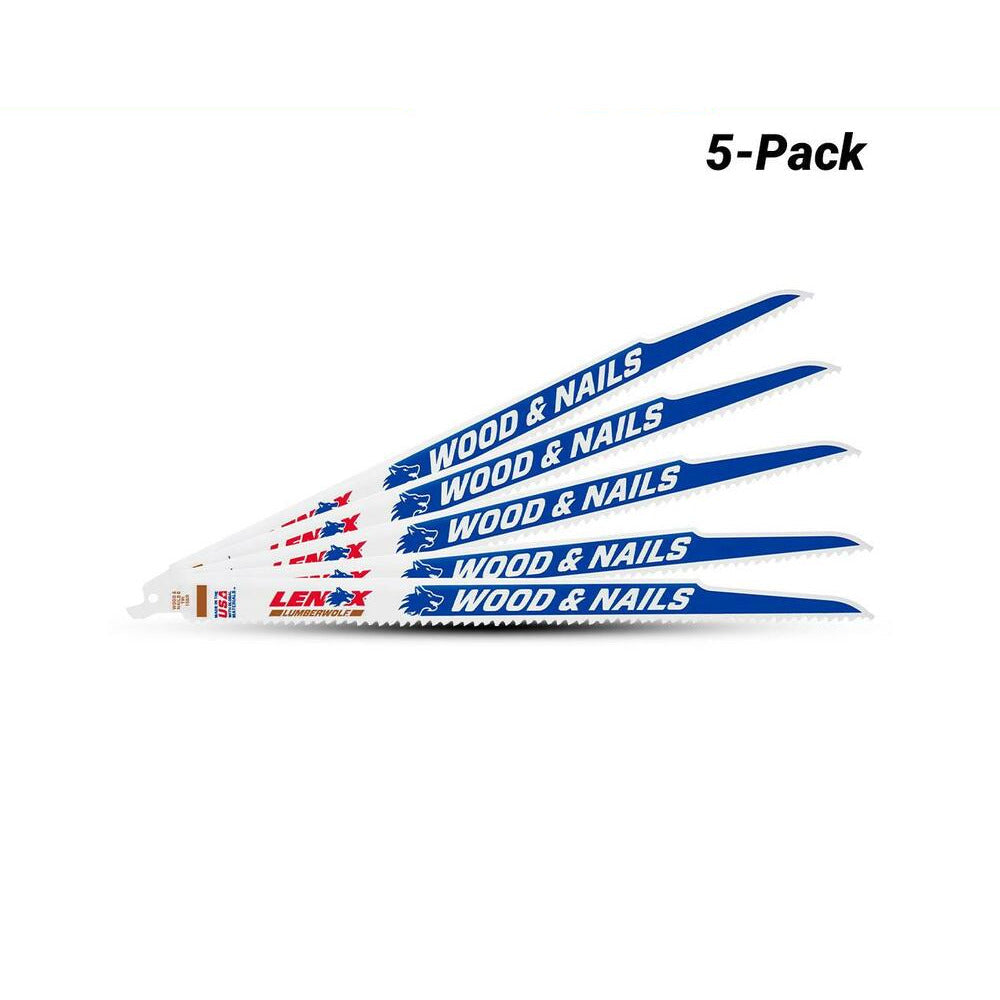 Lenox 20585156R 5-Pack 305 x 19 x 1.3mm 6TPI Wood Bi-Metal Reciprocating Saw Blades