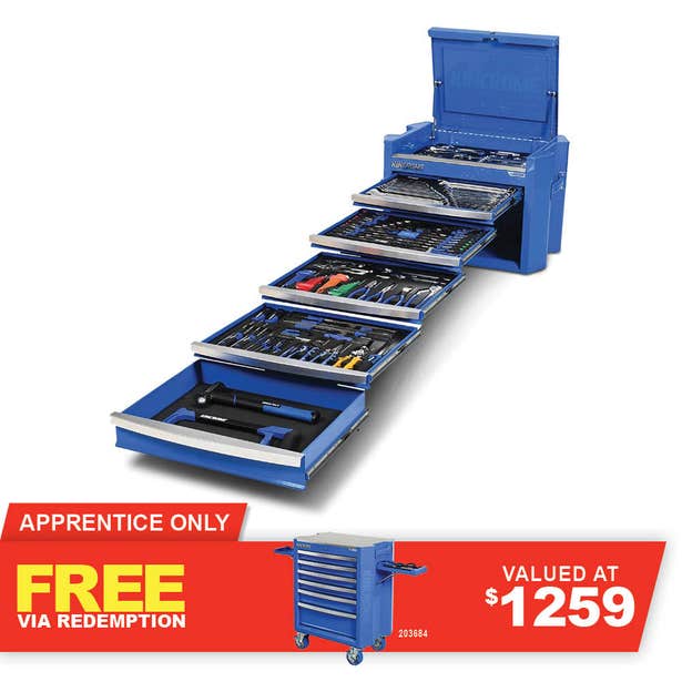 KINCROME Contour TFL Tool Chest 286 Piece 5 Drawer Blue P1820