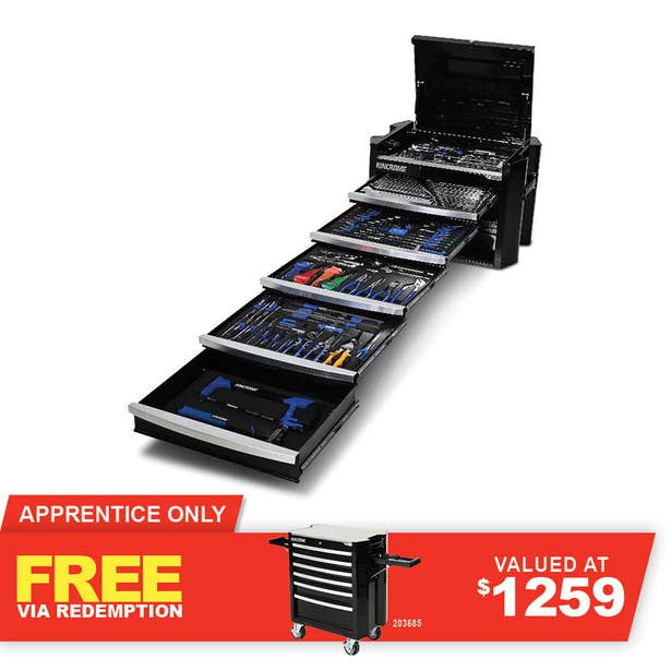 KINCROME Contour TFL Tool Chest 286 Piece 5 Drawer Black P1820B