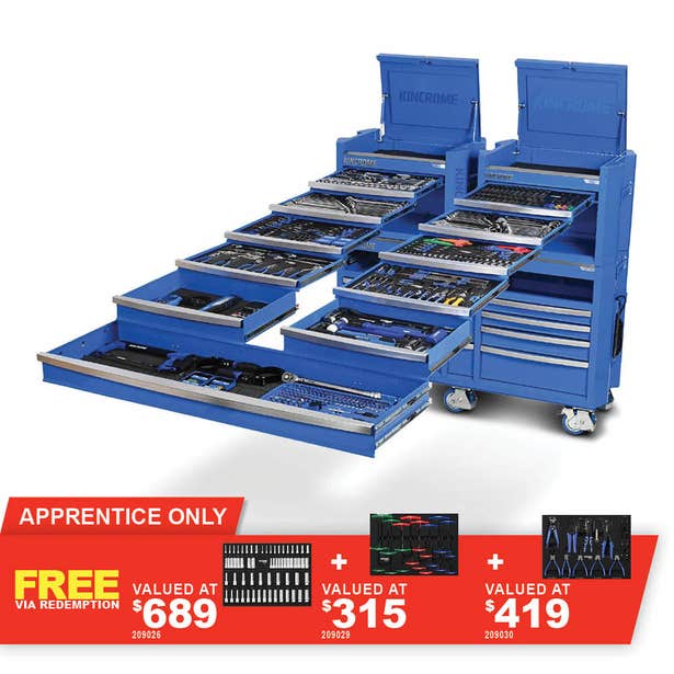 KINCROME Contour TFL Tool Trolley 729 Piece 22 Drawer Blue P1824