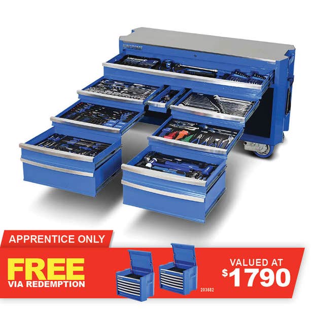 KINCROME Contour TFL Tool Trolley 454 Piece 12 Drawer Blue P1825