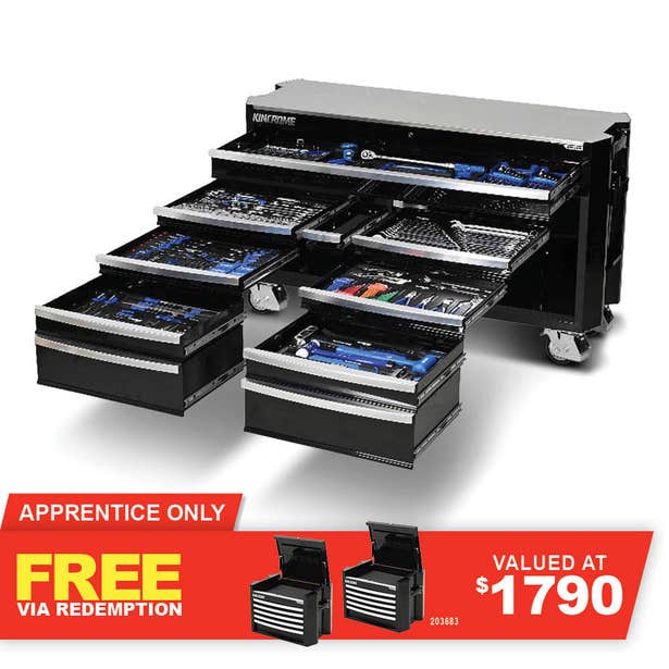 KINCROME Contour TFL Tool Trolley 454 Piece 12 Drawer Black P1825B