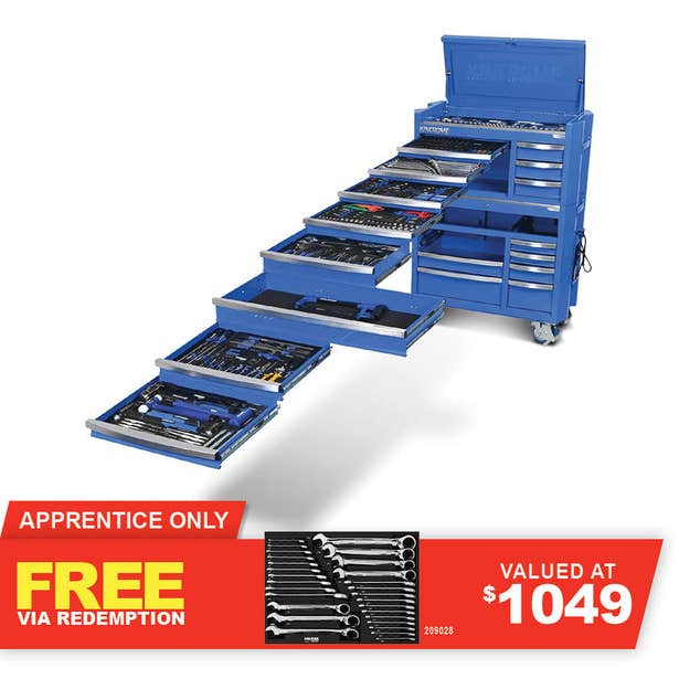 KINCROME Contour TFL Tool Trolley 595 Piece 17 Drawer Blue P1826
