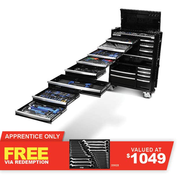 KINCROME Contour TFL Tool Trolley 595 Piece 17 Drawer Black P1826B