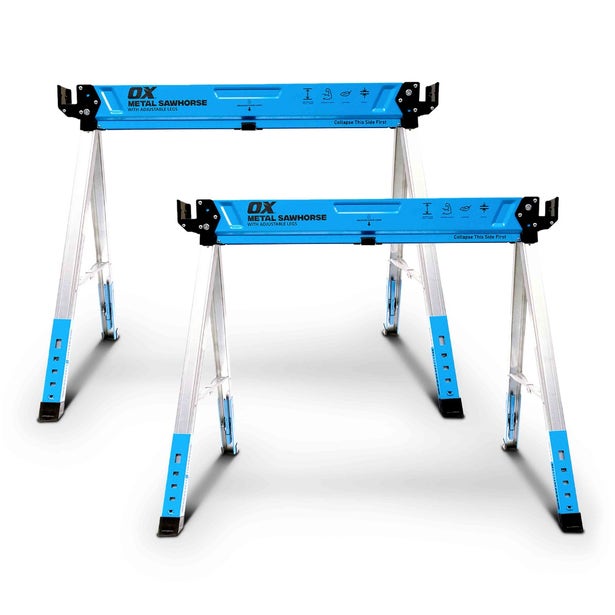 OX 800mm Pro Metal Sawhorse - Adjustable Legs – Pair OX-P336401