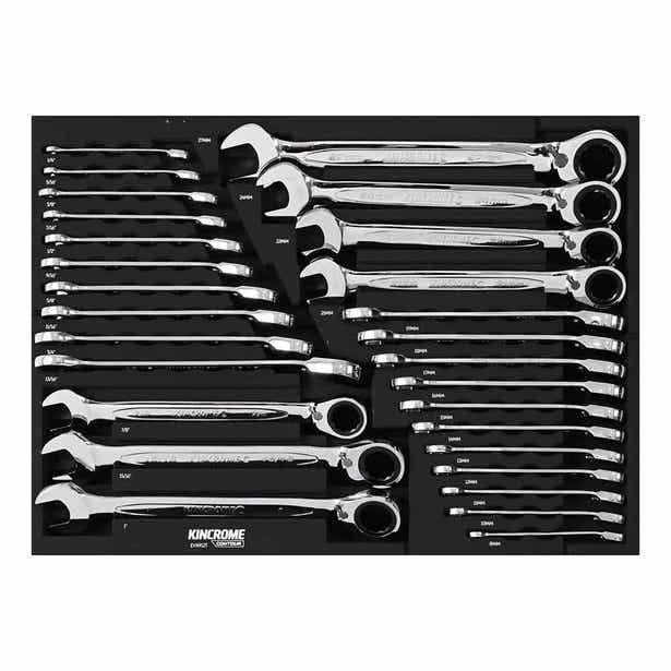 KINCROME Contour Gear Spanners Eva Tray With Tools - 28 Piece EVA912T