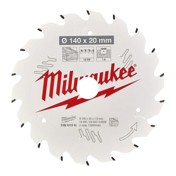 MILWAUKEE 140 x 20mm 18T Wood Circular Saw Blade Framing for M12 FUEL 140mm Circular Saw 4932471310