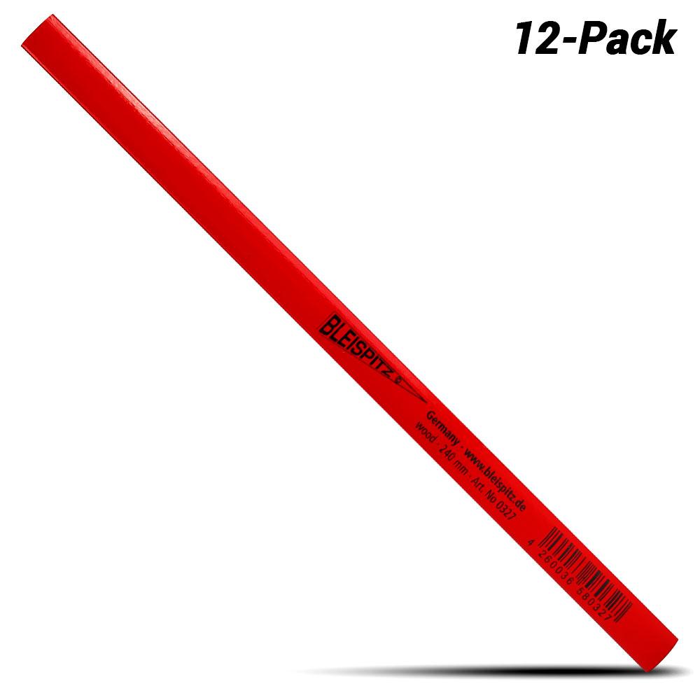 Bleispitz 0310 12-Pack HB 240mm Flat Oval Red Carpenter Pencils - MADE IN EUROPE