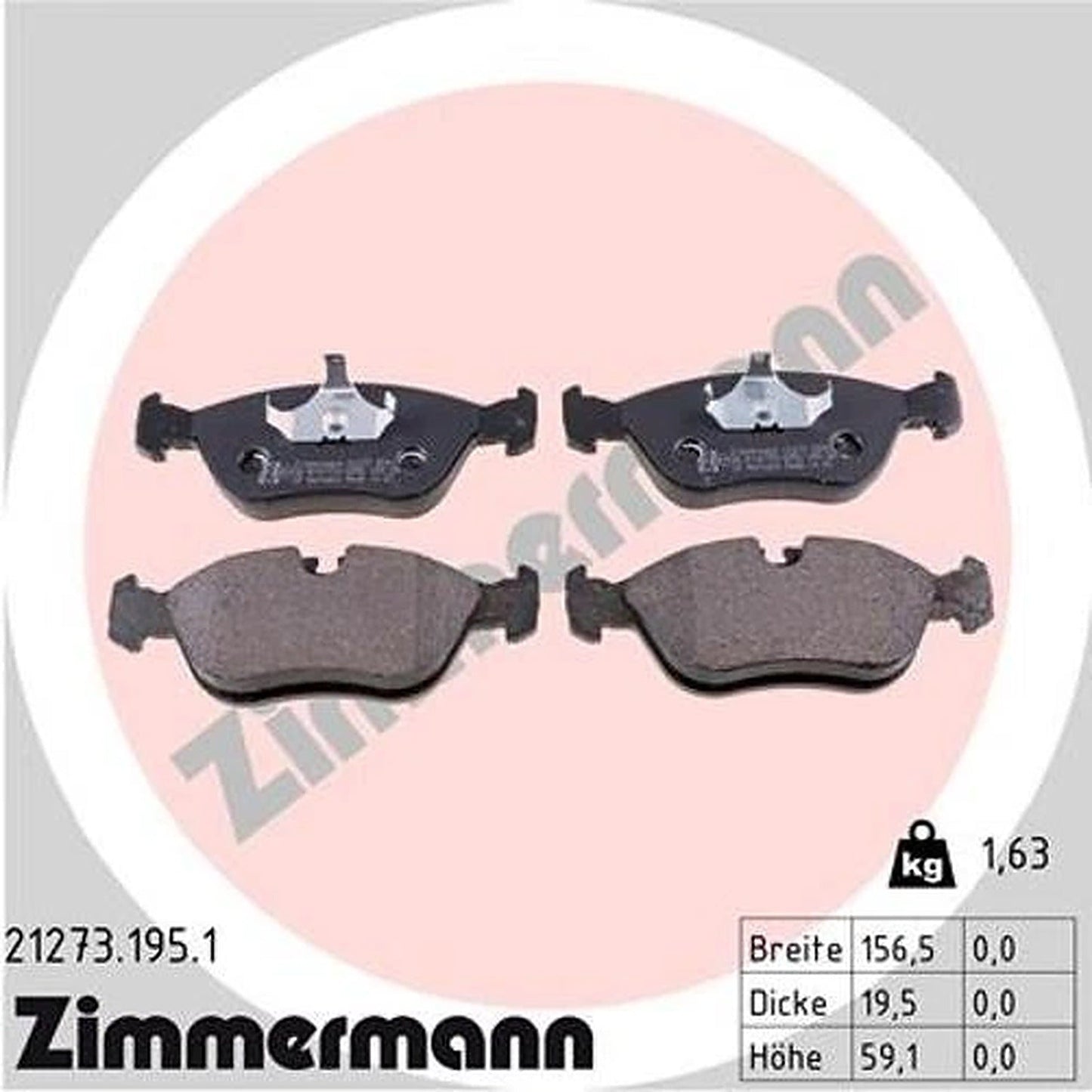 Zimmermann Brake Pad Set Front — Volvo S60/S80/V70/XC70 21273.195.1