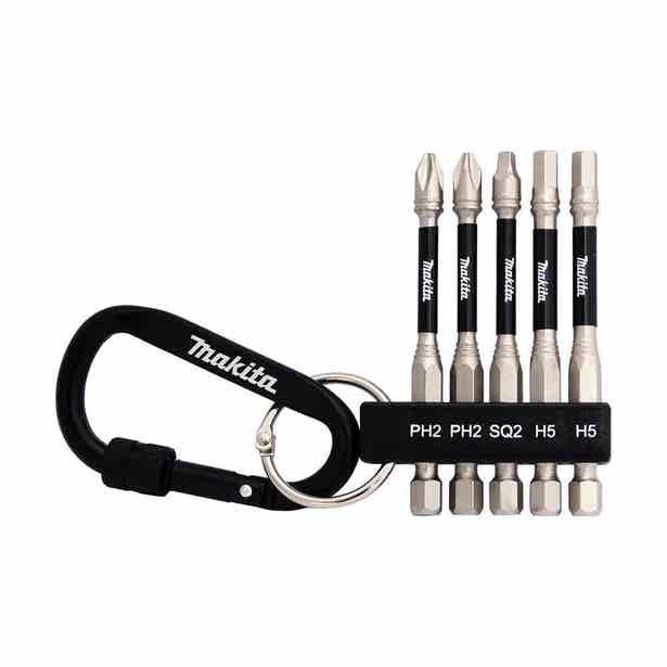 MAKITA 75mm Impact XPS & Carabiner Mixed Screwdriver Bit - 5 Piece E-19043