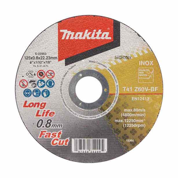 MAKITA 125 X 0.8 X 22 U-Thing Inox Cutoff Disc - 25 Piece-Z60V E-22953-25