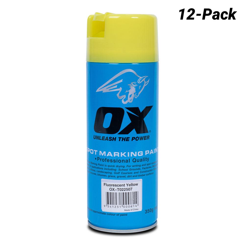 OX Tools OX-T02250712 12-Pack Trade Fluro Yellow Spot Marking Paint