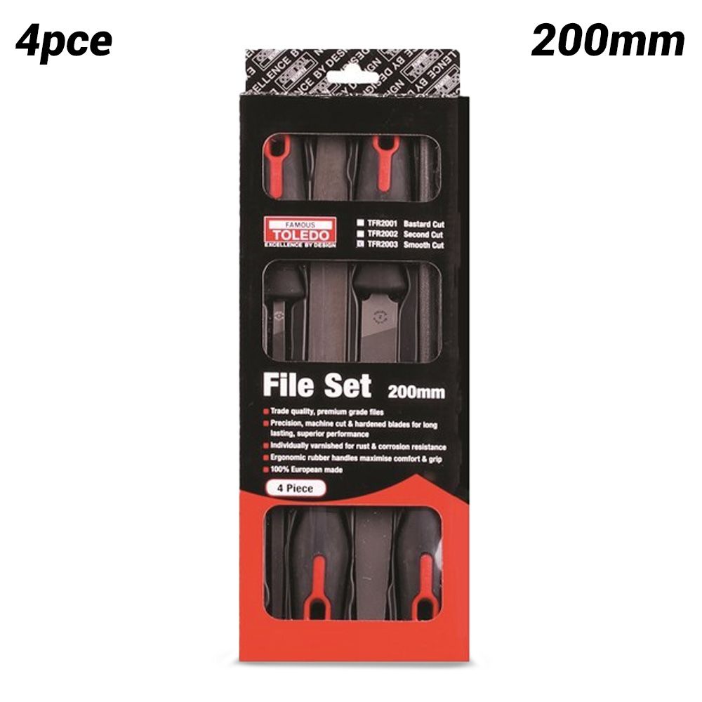 Toledo TFR2003 4pce 200mm Smooth Cut File Set