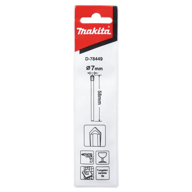MAKITA 7mm x 58mm Glass & Tile TCT Drill Bit D-78449