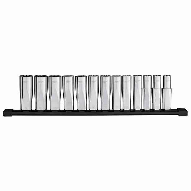 MILWAUKEE 13 Piece 1/2" Drive Deep 12-PT Socket Set - Metric 48229524