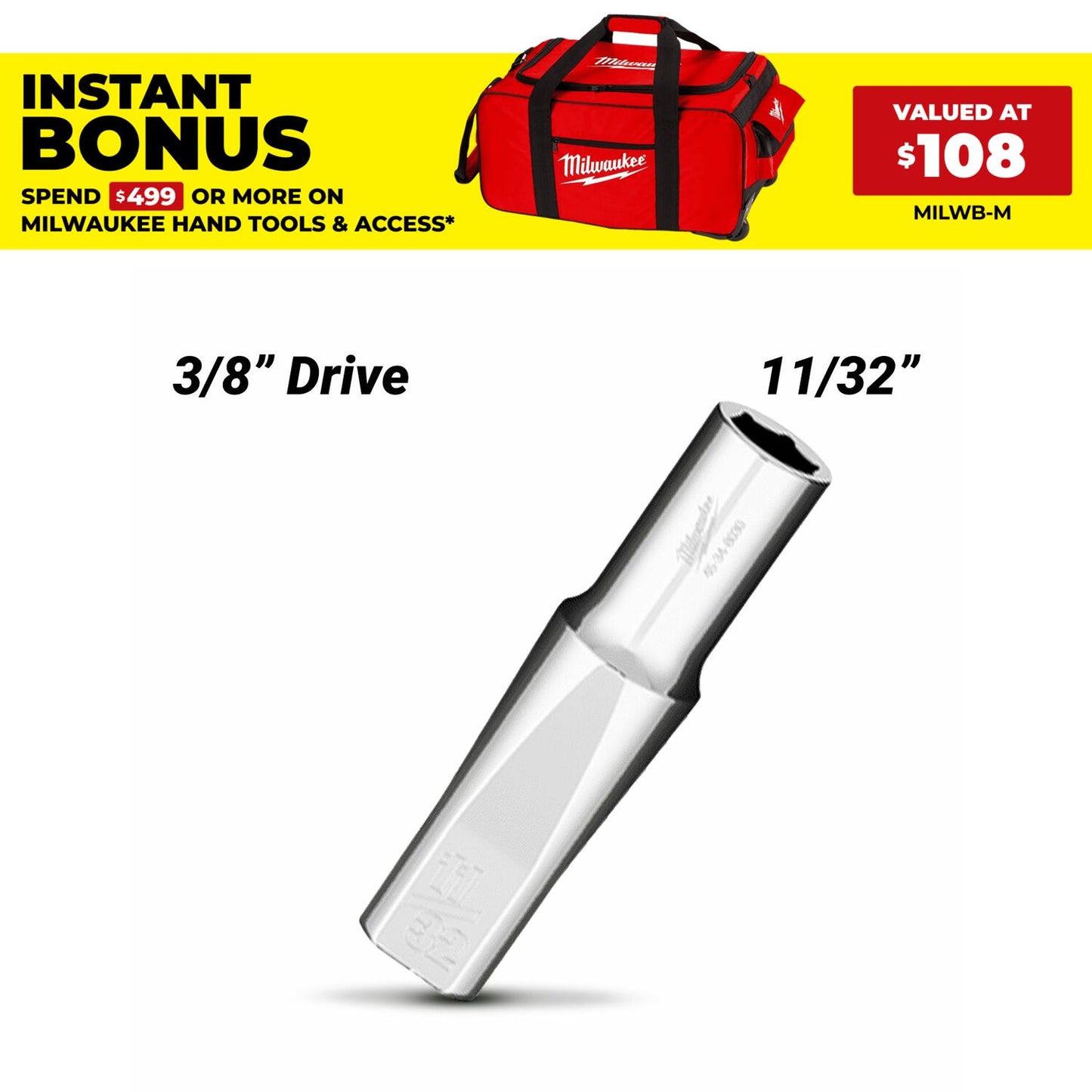 Milwaukee 45348031 3/8" Drive 15/16" Socket SAE Deep