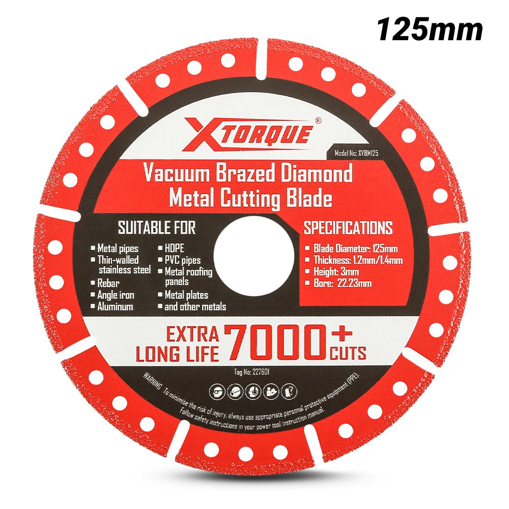 Xtorque XVBM125 125mm x 22.23mm x 1.2mm Vacuum Brazed Diamond Metal Cutting Blade